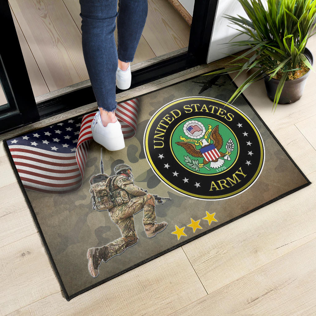 US Independence Day US Army Soldier In Battle Door Mat Home Decor