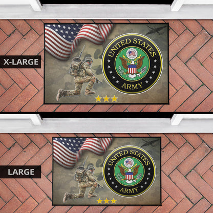 US Independence Day US Army Soldier In Battle Door Mat Home Decor