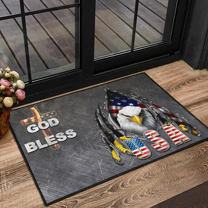US Independence Day Eagle Emerging From Claw Scratch God Bless Door Mat Home Decor