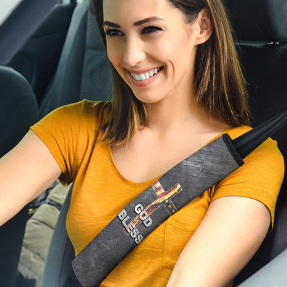 US Independence Day Eagle Emerging From Claw Scratch God Bless Seat Belt Covers