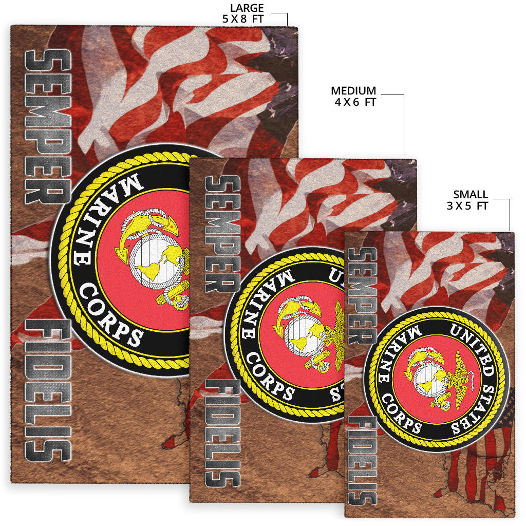 US Independence Day US Marine Corps Semper Fidelis Area Rug Home Decor