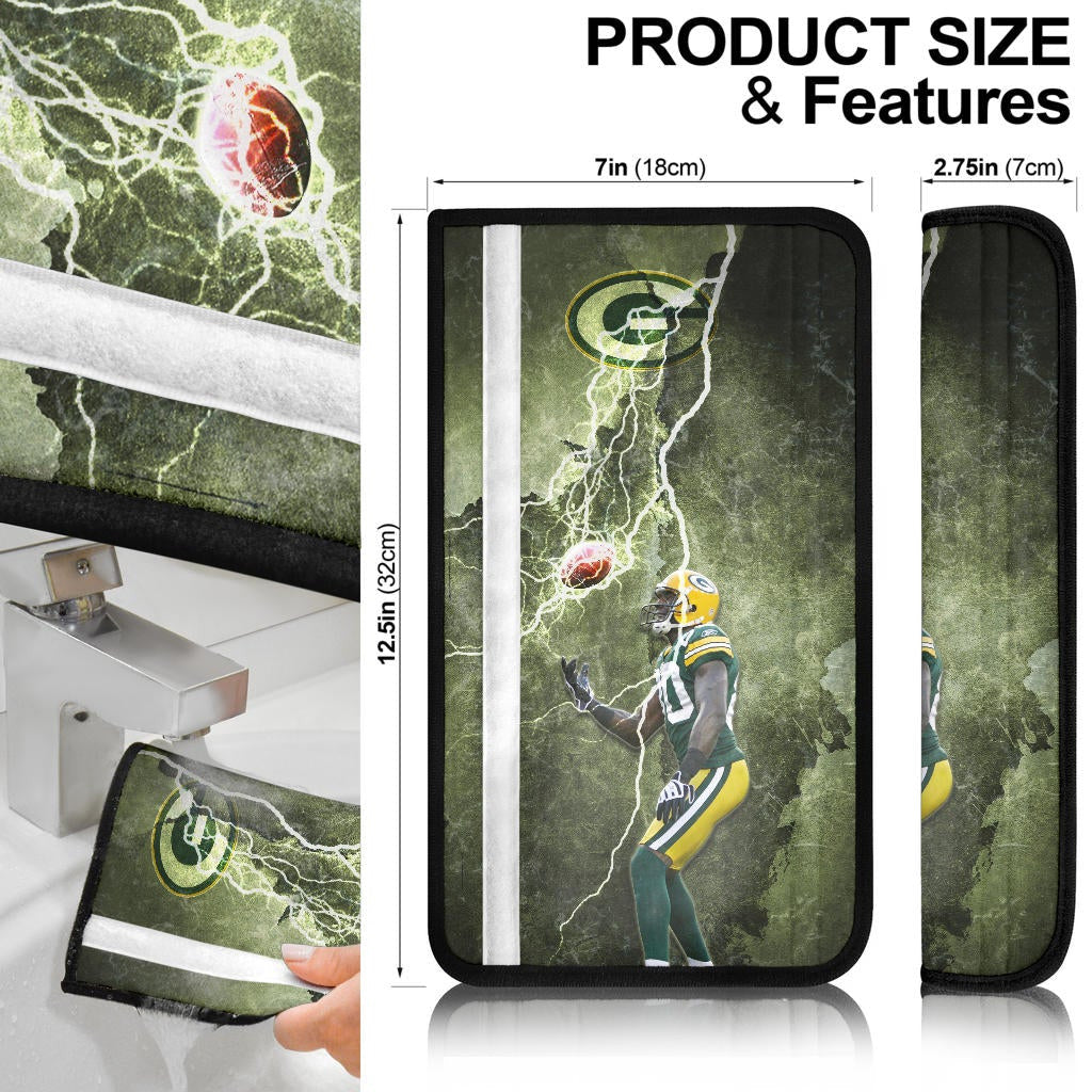 Green Bay Packers American Football Ahman Green 30 Lightning Rugby Ball Seat Belt Covers