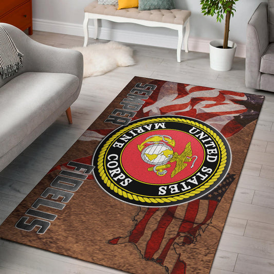 US Independence Day US Marine Corps Semper Fidelis Area Rug Home Decor