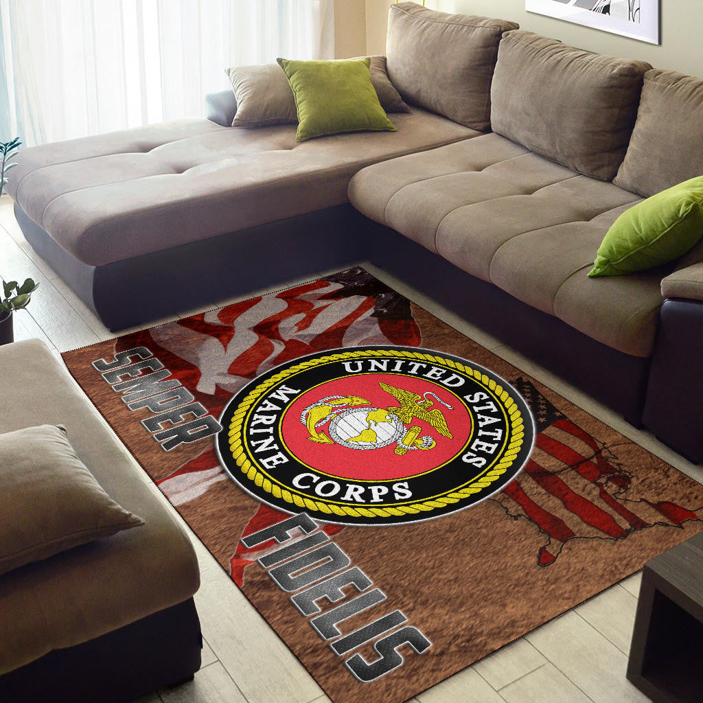 US Independence Day US Marine Corps Semper Fidelis Area Rug Home Decor