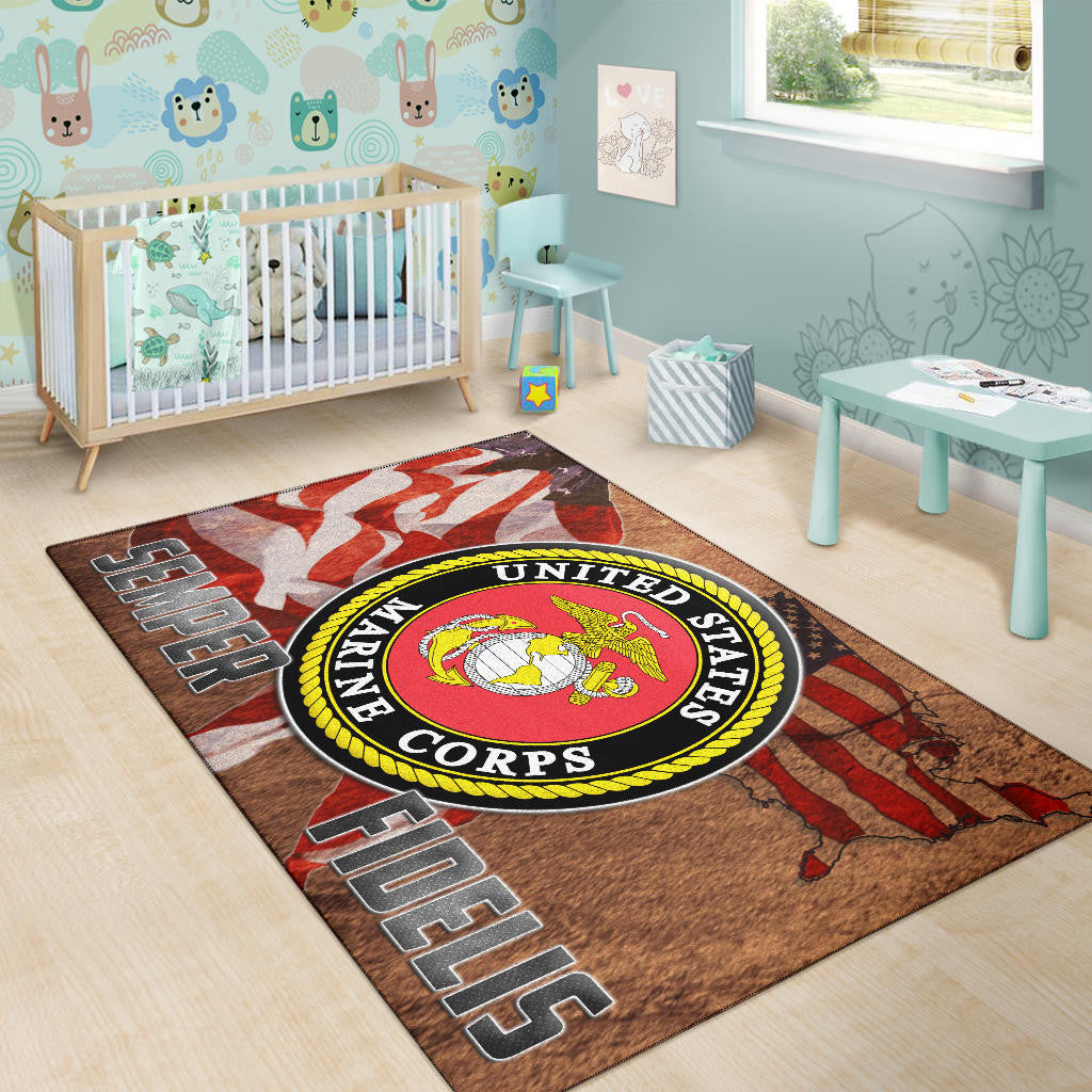 US Independence Day US Marine Corps Semper Fidelis Area Rug Home Decor