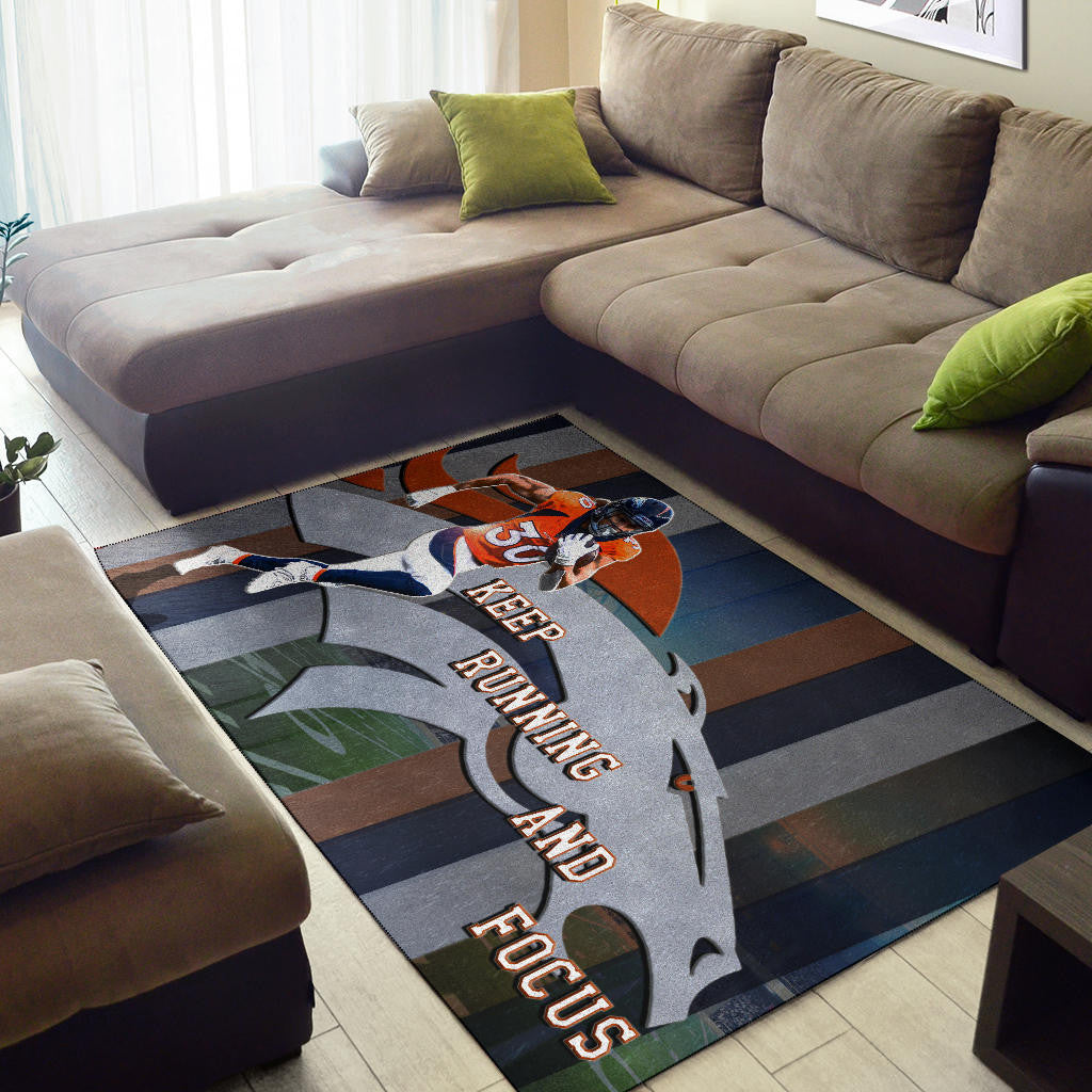 Denver American Football Broncos Keep Running And Focus Area Rug Home Decor