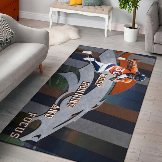 Denver American Football Broncos Keep Running And Focus Area Rug Home Decor
