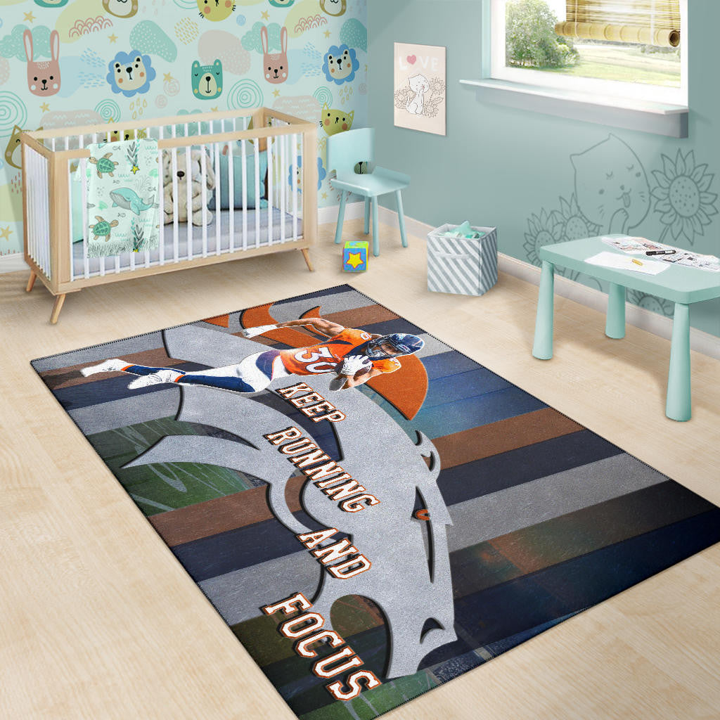 Denver American Football Broncos Keep Running And Focus Area Rug Home Decor
