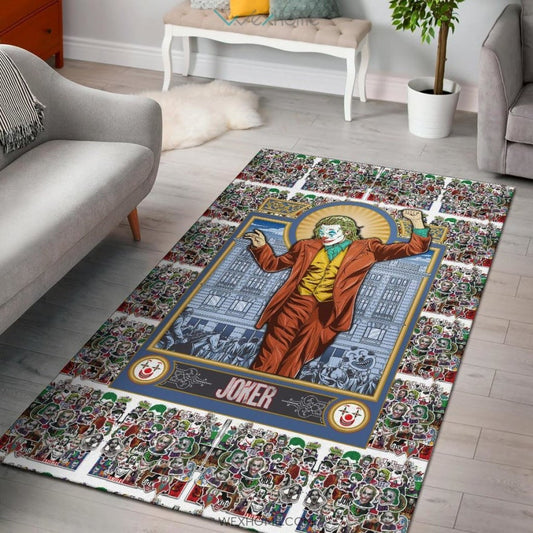 Horror Movie Joker Dancing Joker Face Cards Patterns Area Rug Home Decor