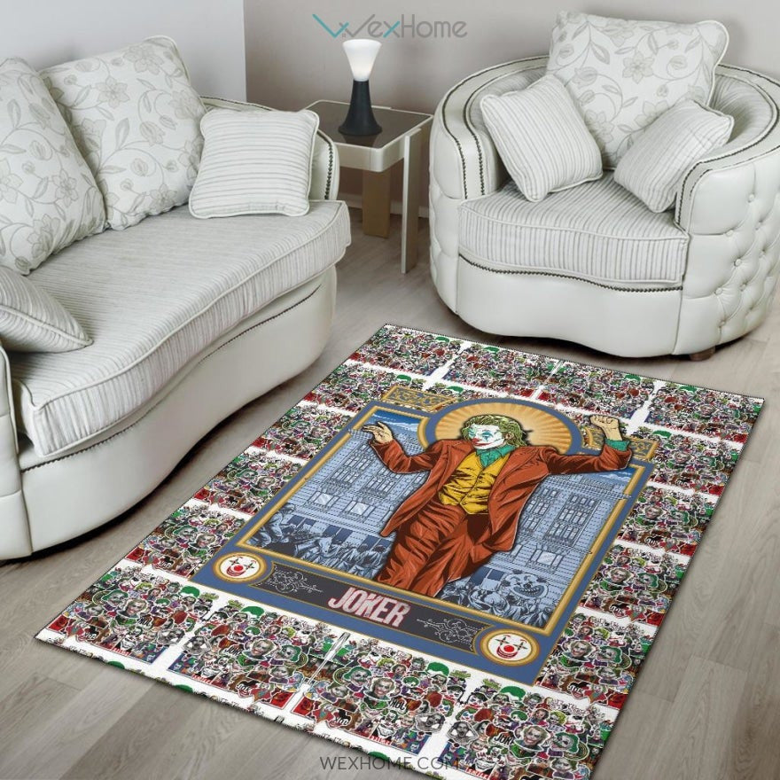 Horror Movie Joker Dancing Joker Face Cards Patterns Area Rug Home Decor