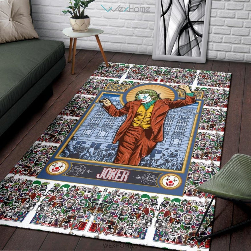 Horror Movie Joker Dancing Joker Face Cards Patterns Area Rug Home Decor