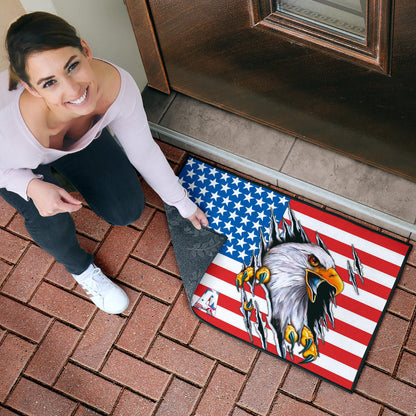 US Independence Day Bald Eagle Breaking Though Claw Scratch Door Mat Home Decor