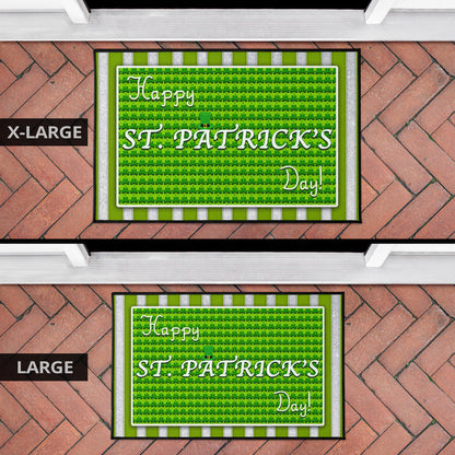 Saint Patrick's Happy St. Patrick Shamrock Patterns Green White Door Mat Home Decor