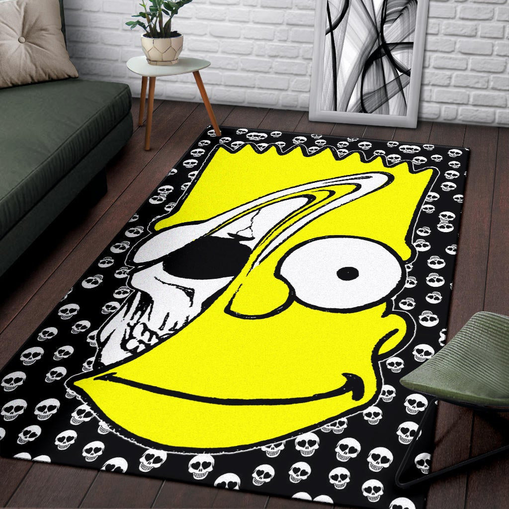 Skull Under Bart Simpson Head Tiny Skull Patterns Area Rug Home Decor