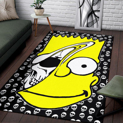 Skull Under Bart Simpson Head Tiny Skull Patterns Area Rug Home Decor