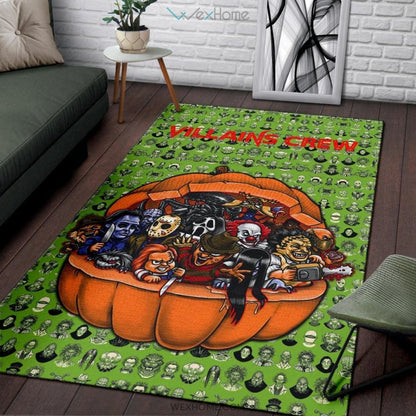 Horror Movie Villains Crew In Pumpkin Green Patterns Area Rug Home Decor