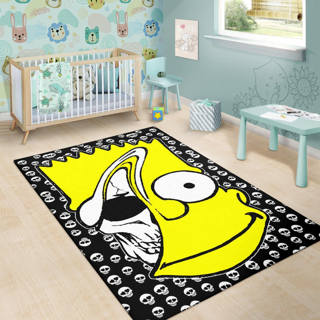 Skull Under Bart Simpson Head Tiny Skull Patterns Area Rug Home Decor