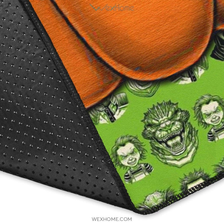 Horror Movie Villains Crew In Pumpkin Green Patterns Area Rug Home Decor