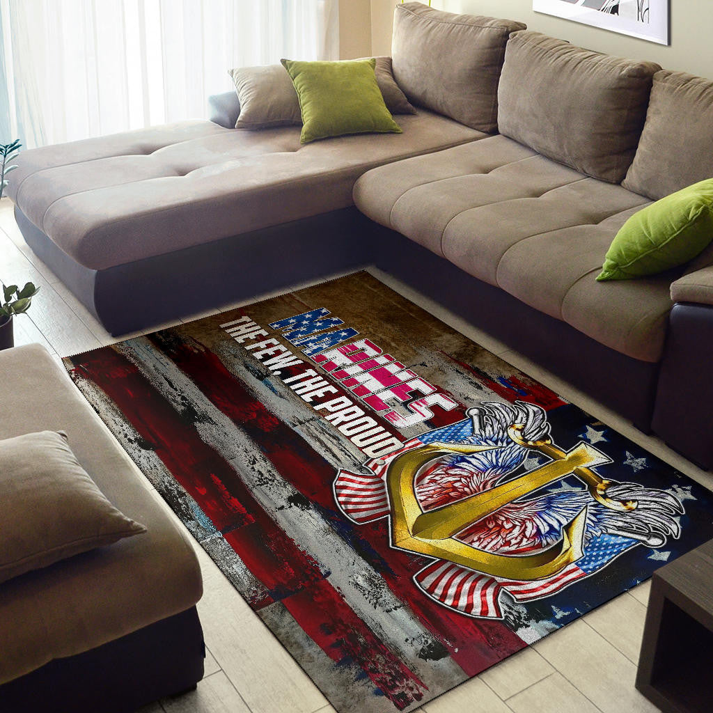 US Independence Day Marines Golden Ancor The Few The Proud Area Rug Home Decor