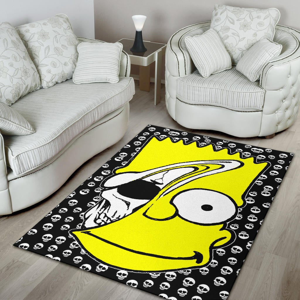 Skull Under Bart Simpson Head Tiny Skull Patterns Area Rug Home Decor