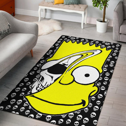 Skull Under Bart Simpson Head Tiny Skull Patterns Area Rug Home Decor