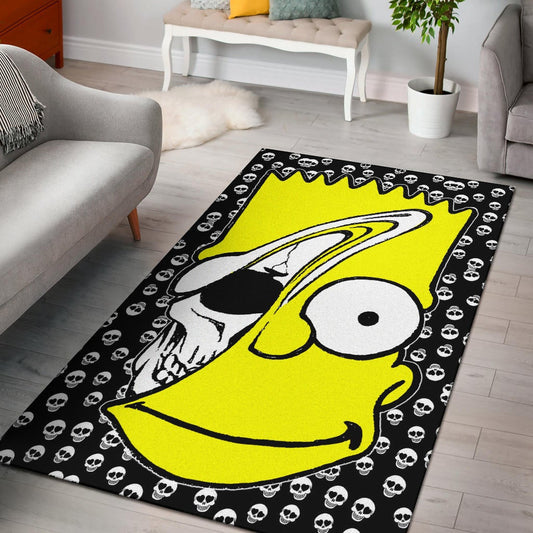 Skull Under Bart Simpson Head Tiny Skull Patterns Area Rug Home Decor