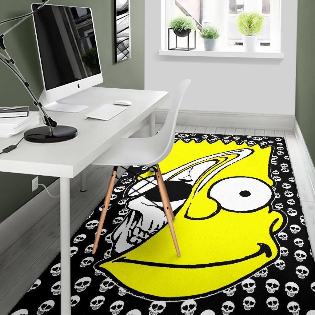 Skull Under Bart Simpson Head Tiny Skull Patterns Area Rug Home Decor