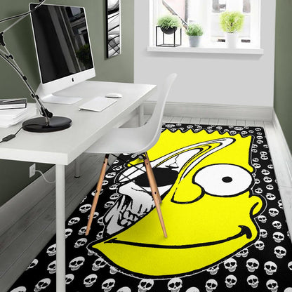 Skull Under Bart Simpson Head Tiny Skull Patterns Area Rug Home Decor