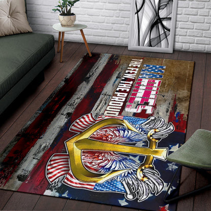 US Independence Day Marines Golden Ancor The Few The Proud Area Rug Home Decor