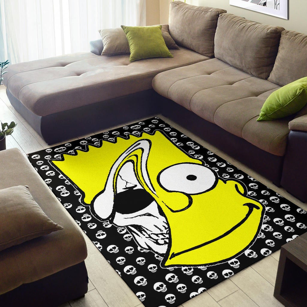 Skull Under Bart Simpson Head Tiny Skull Patterns Area Rug Home Decor