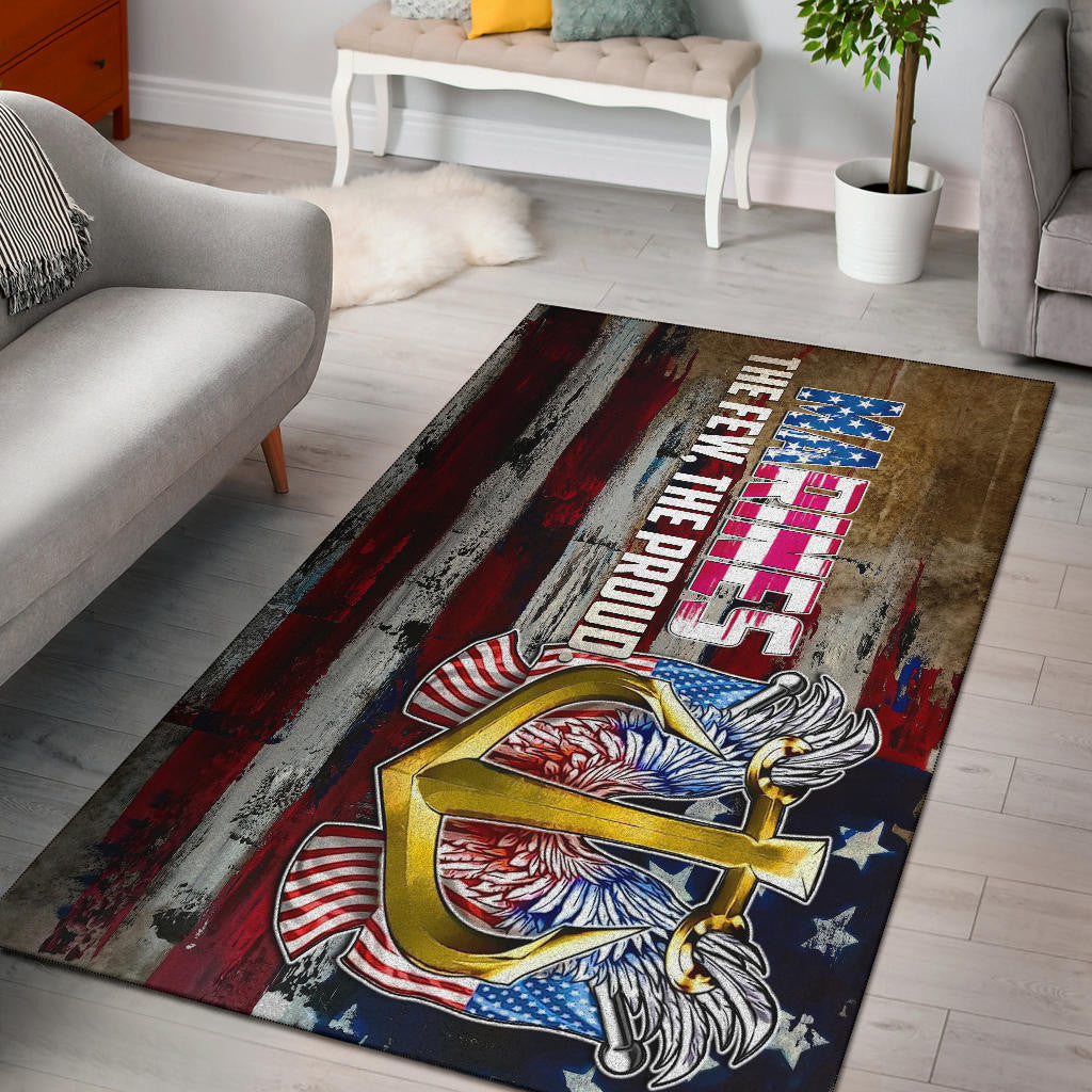 US Independence Day Marines Golden Ancor The Few The Proud Area Rug Home Decor