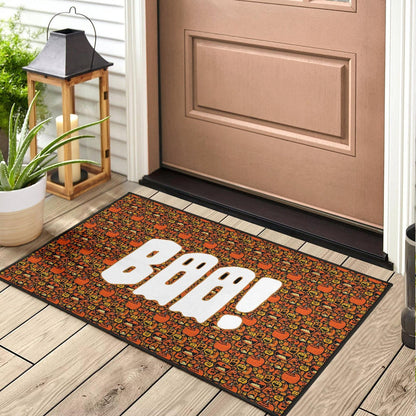 Boo!! Halloween Pumpkin Doodle Patterns Door Mat Home Decor