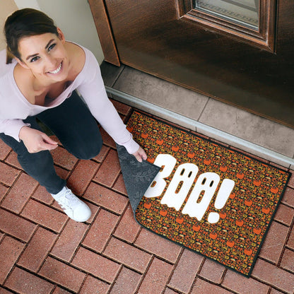 Boo!! Halloween Pumpkin Doodle Patterns Door Mat Home Decor