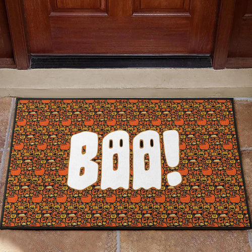 Boo!! Halloween Pumpkin Doodle Patterns Door Mat Home Decor