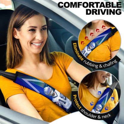 Dallas Football Cowboys American Player 15 Holding Rugby Ball Seat Belt Covers