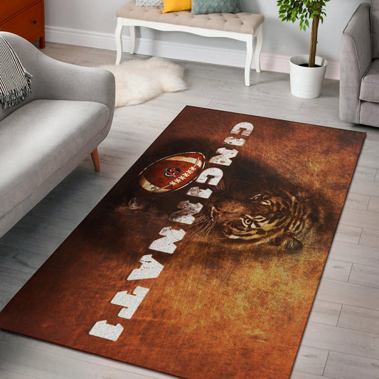 Cincinnati Bengals American Football Strong Bengal Tiger Rugby Ball Go Champion Area Rug Home Decor