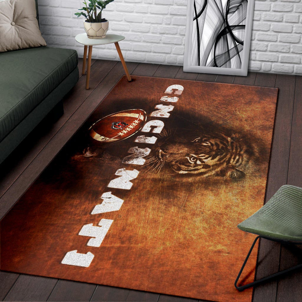 Cincinnati Bengals American Football Strong Bengal Tiger Rugby Ball Go Champion Area Rug Home Decor