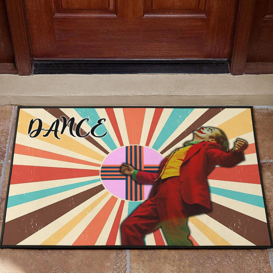 Horror Movie Joker Dancing Vintage Spiral Background Door Mat Home Decor