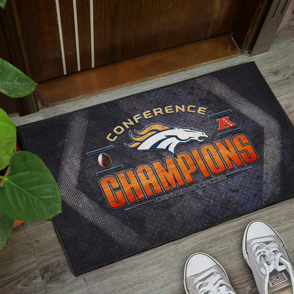 Denver American Football Broncos Broncos Champions On Steel Background Door Mat Home Decor