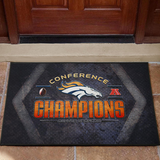 Denver American Football Broncos Broncos Champions On Steel Background Door Mat Home Decor