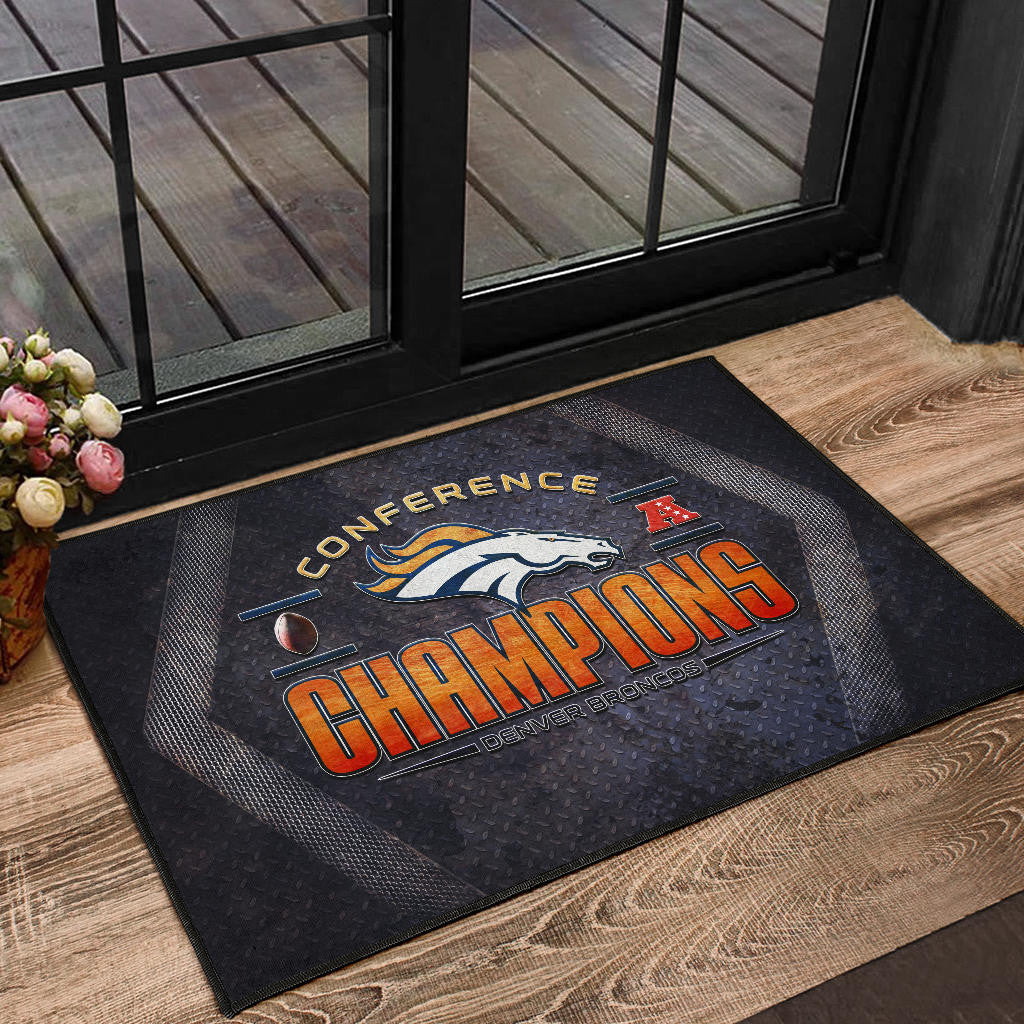 Denver American Football Broncos Broncos Champions On Steel Background Door Mat Home Decor