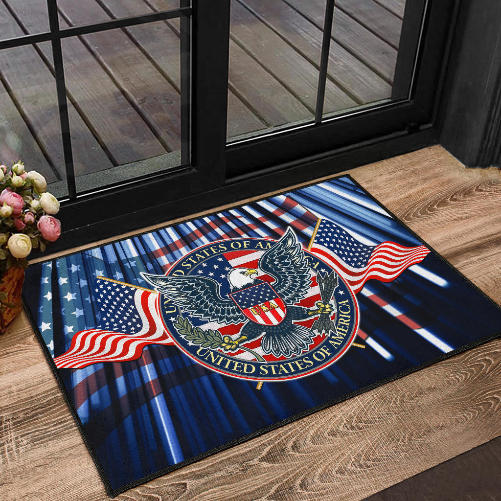 US Independence Day Bald Eagle USA Symbol Glory Flag Door Mat Home Decor