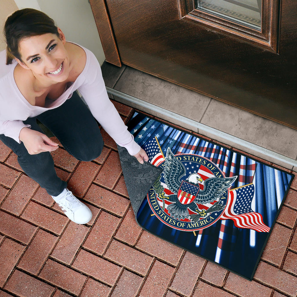 US Independence Day Bald Eagle USA Symbol Glory Flag Door Mat Home Decor