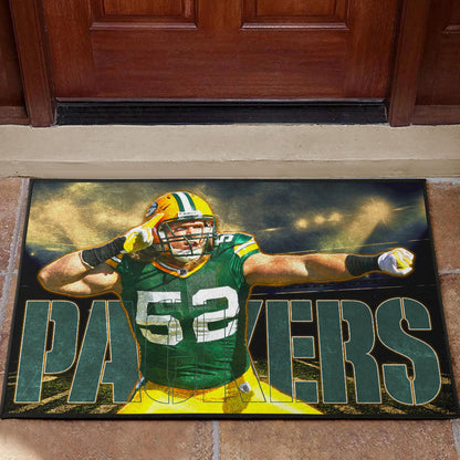 Green Bay American Football Packers Cute Clay Matthews 52 Under Flashlight Door Mat Home Decor