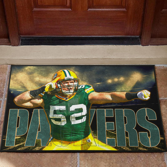 Green Bay American Football Packers Cute Clay Matthews 52 Under Flashlight Door Mat Home Decor