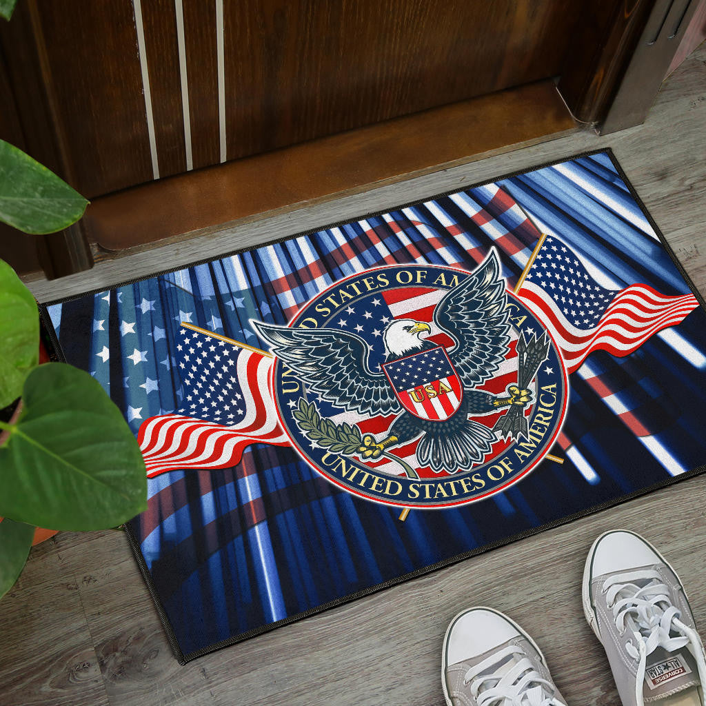 US Independence Day Bald Eagle USA Symbol Glory Flag Door Mat Home Decor