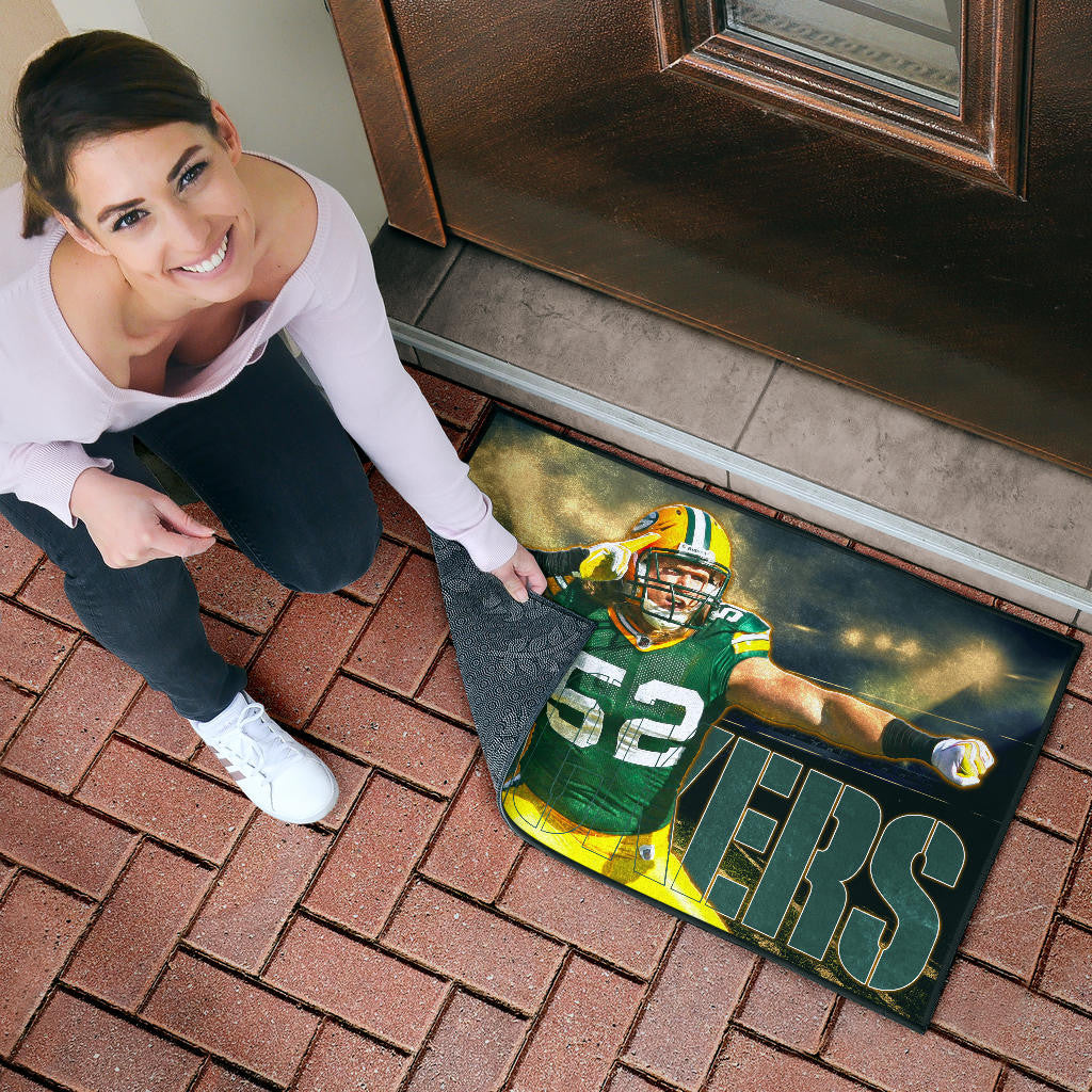Green Bay American Football Packers Cute Clay Matthews 52 Under Flashlight Door Mat Home Decor
