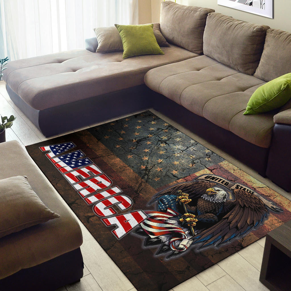 US Independence Day Bald Eagle Broken US Flag Area Rug Home Decor