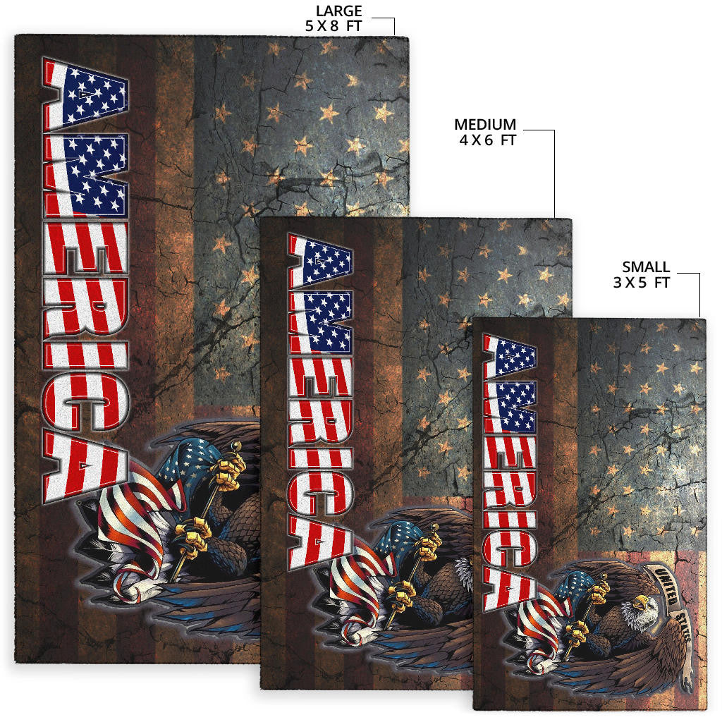 US Independence Day Bald Eagle Broken US Flag Area Rug Home Decor