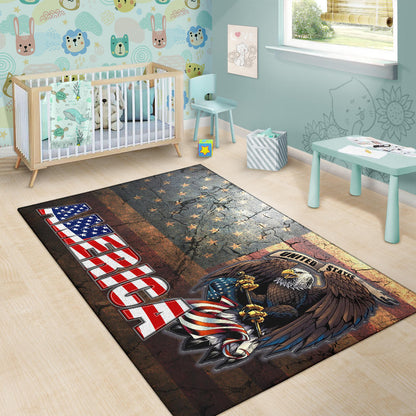 US Independence Day Bald Eagle Broken US Flag Area Rug Home Decor